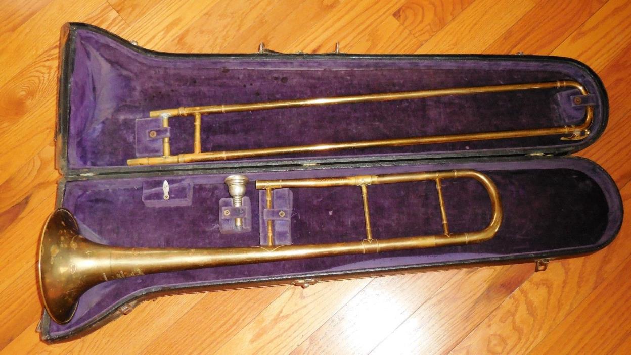 Vintage Trombone COUESNON Paris AMERICAN PERFECTION w/Case & Reids Mouthpiece