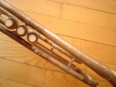 Vintage Silvertone Silver Plate Artist Model Trumpet - Sweet Art Deco Engraving