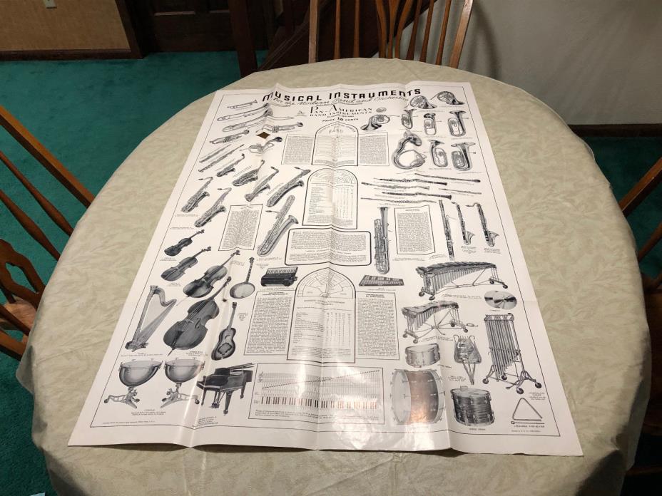 1939 LARGE MUSIC STORE POSTER PAN-AMERICAN BAND INSTRUMENT CO. Elkhart, IN