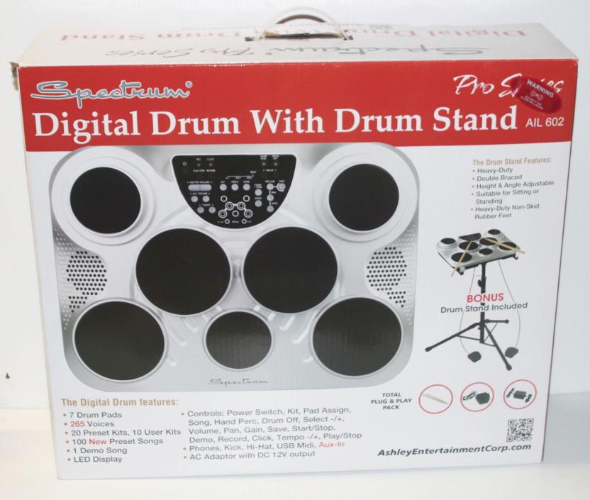 Spectrum Pro Series Digital Drum w/ Stand 7 Pads Kit Machine Led Display AIL 602