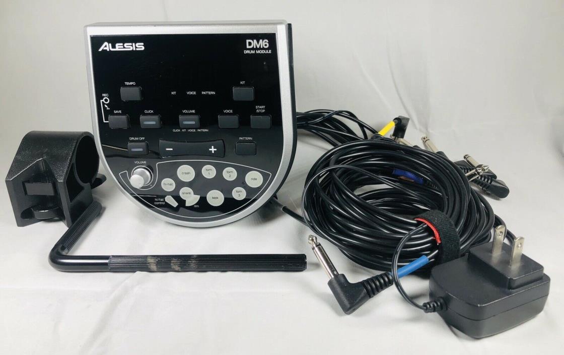 Alesis DM6 Electronic Drum Module Brain WITH Power Supply, Cables, Bracket, Post