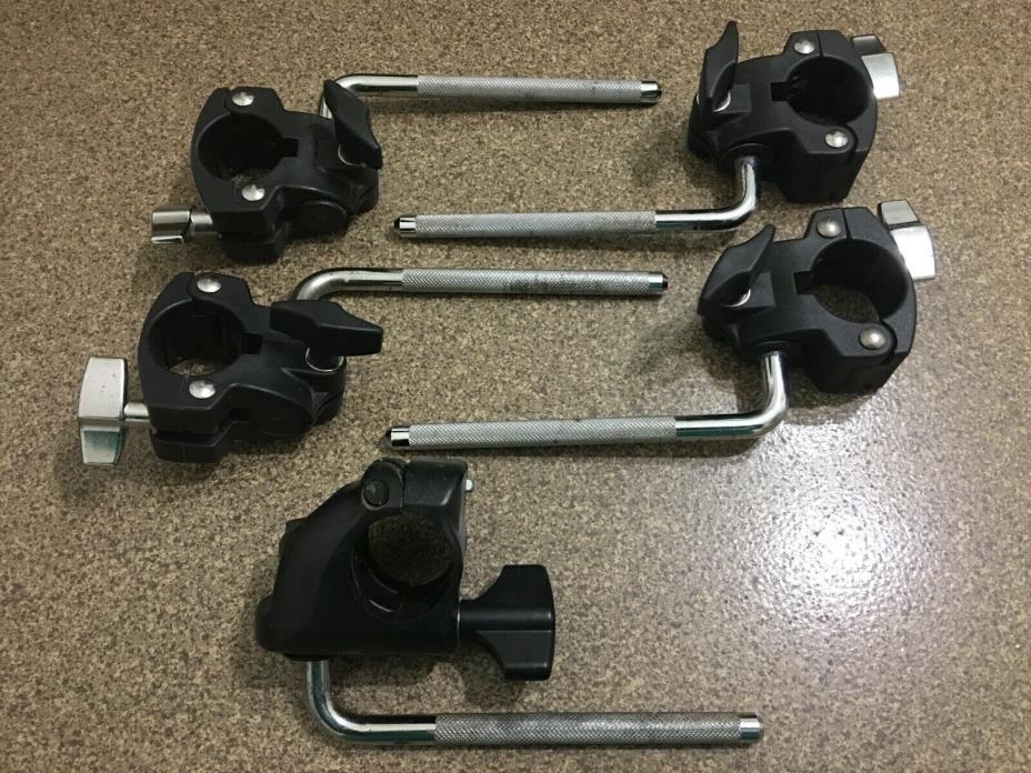 5 Lot Roland V-Drum Clamps w/ L-Rods All Hinged / 1.5