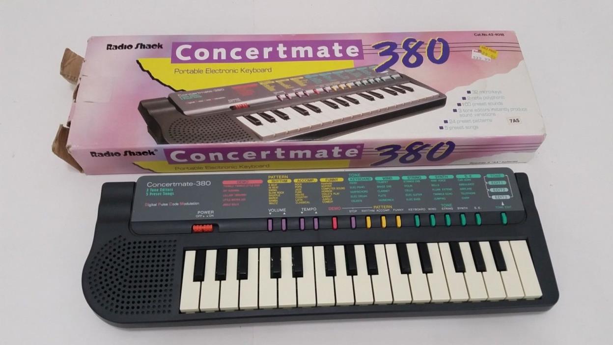 Radio Shack Concertmate 380 Small Portable Electronic Keyboard - 32 Keys 42-4018