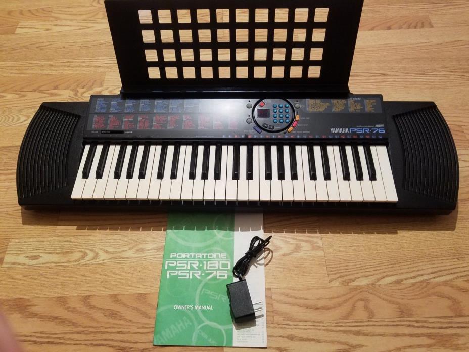 TESTED GOOD YAMAHA PSR-75 Keyboard W/Music Book Rack Instruction Book & Adapter