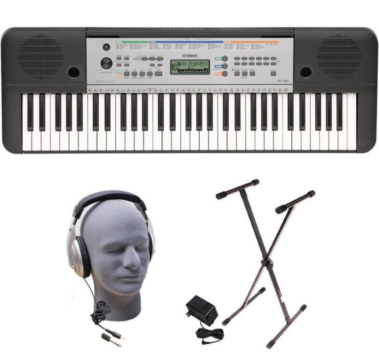 Yamaha YPT255 61-Key Electric Digital Piano Keyboard Synthesizer + Stand Adapter