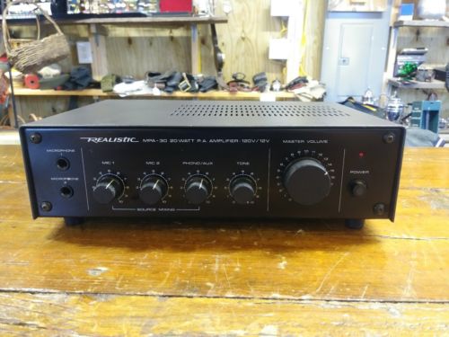 Realistic MPA-30 20 Watt P.A. Amplifier 120V/12V 2 Microphone & 1 Aux/Phono In