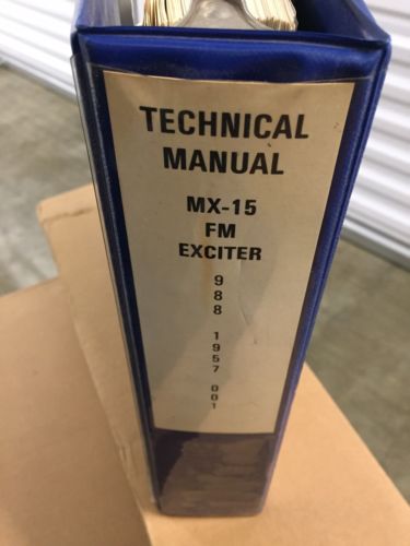 Harris Technical Manual For MX-15 FM Exciter MX 15 Radio Transmitter