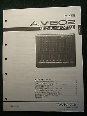 Yamaha AM802 Mixer Service Repair Manual Schematics Parts List 1989
