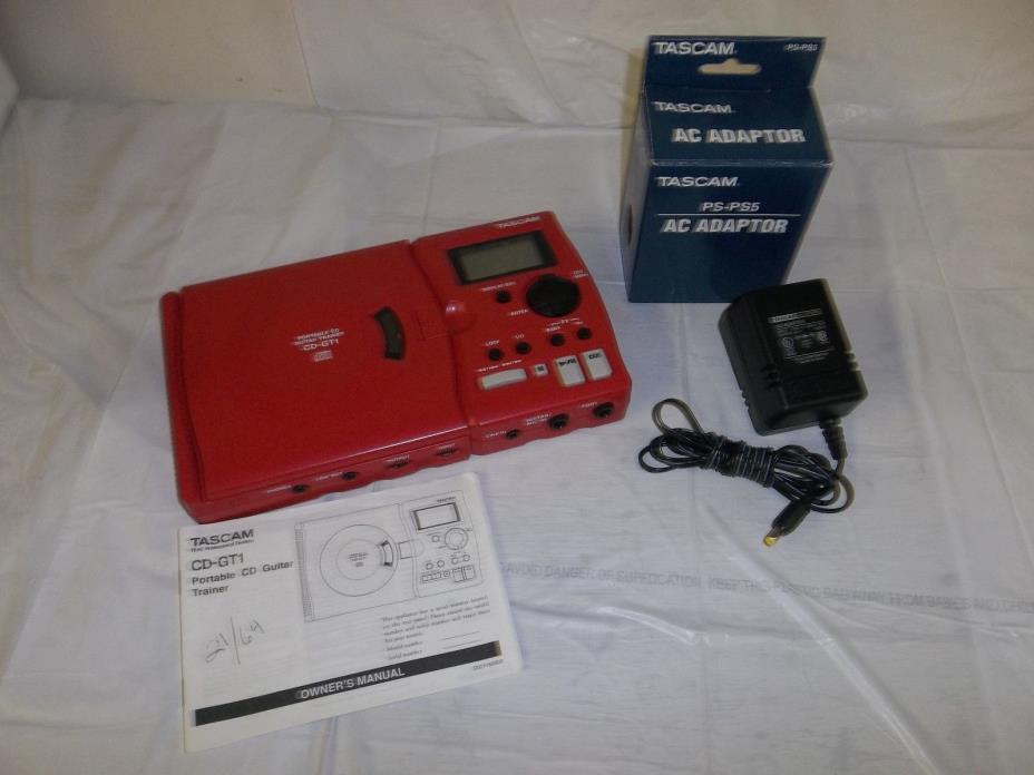 TASCAM CD-GT1 PORTABLE GUITAR TRAINER w/ TASCAM PS-PS5 AC ADAPTOR