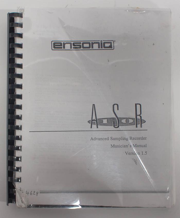 Ensoniq ASR10 Advanced Sampling Recorder Synthesizer Manual Version 1.5