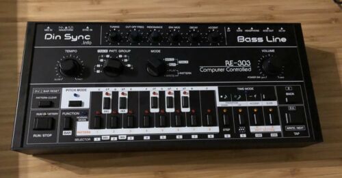 DinSync RE-303 Acid baseline synthesizer Rare Midi, Din Sync, BLACK