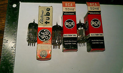NOS 3 Triode-Pentode 5DH8 Vacuum Tubes 2 RCA & 1 GE Tested