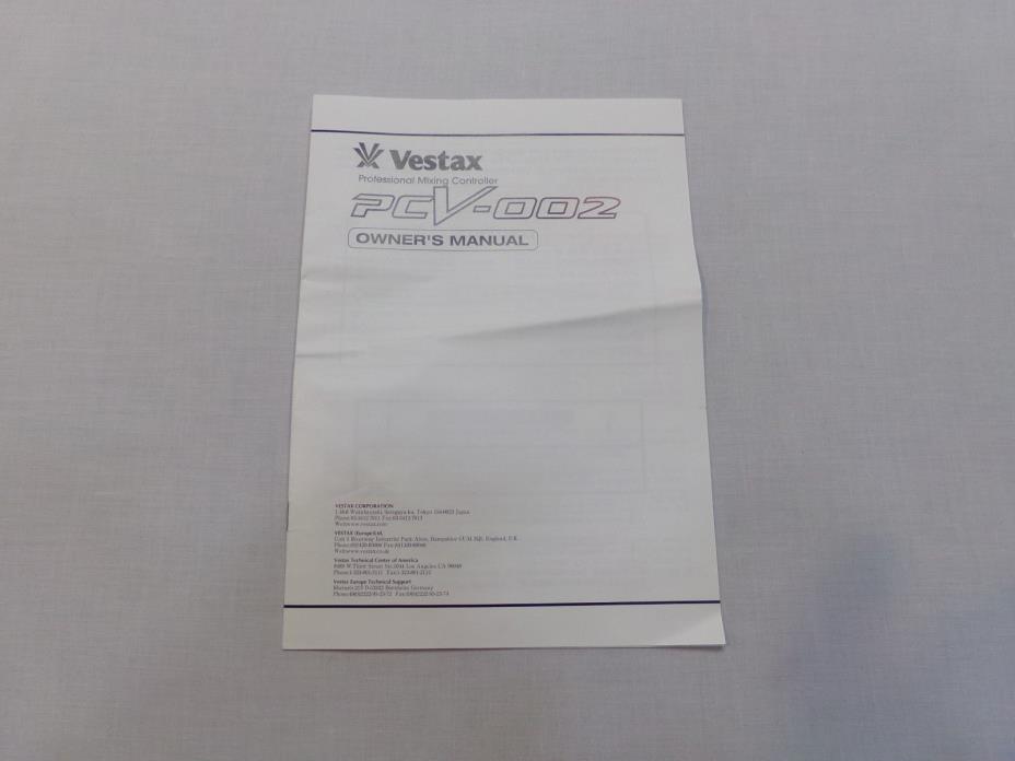 Vestax PCV-002 Manual - Manual ONLY