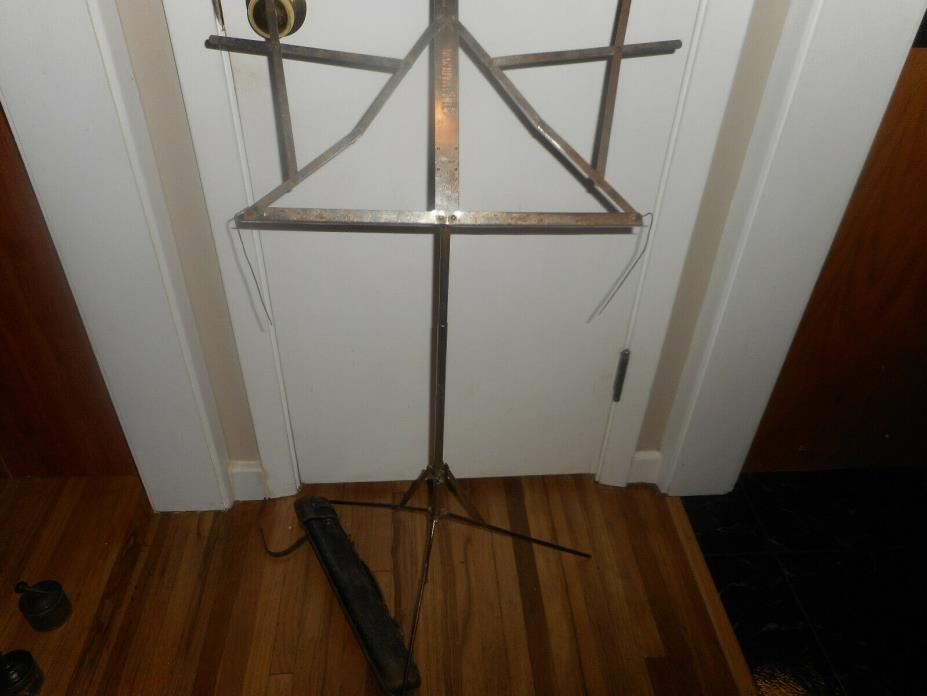 Antique Metal Hamilton Music Stand with Leather Carrying Case Original