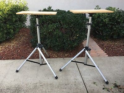 Two Ultimate Support TS-80 Silver Speaker Stands Tripod with 26 by 12 Platforms