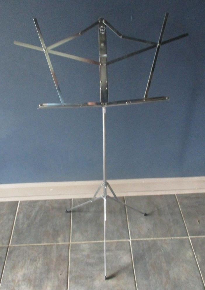 EUC HAMILTON Portable Folding CHROME PLATED SHEET MUSIC STAND ~ Adjustable