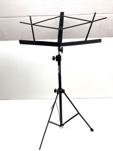 Black Folding Stage Music Stand Adjustable Metal Sheet Tripod Holder