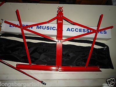 FOLDING RED MUSIC STAND WITH BAG CASE STAGE STUDIO SCHOOL HOME PRACTICE HOLDER !