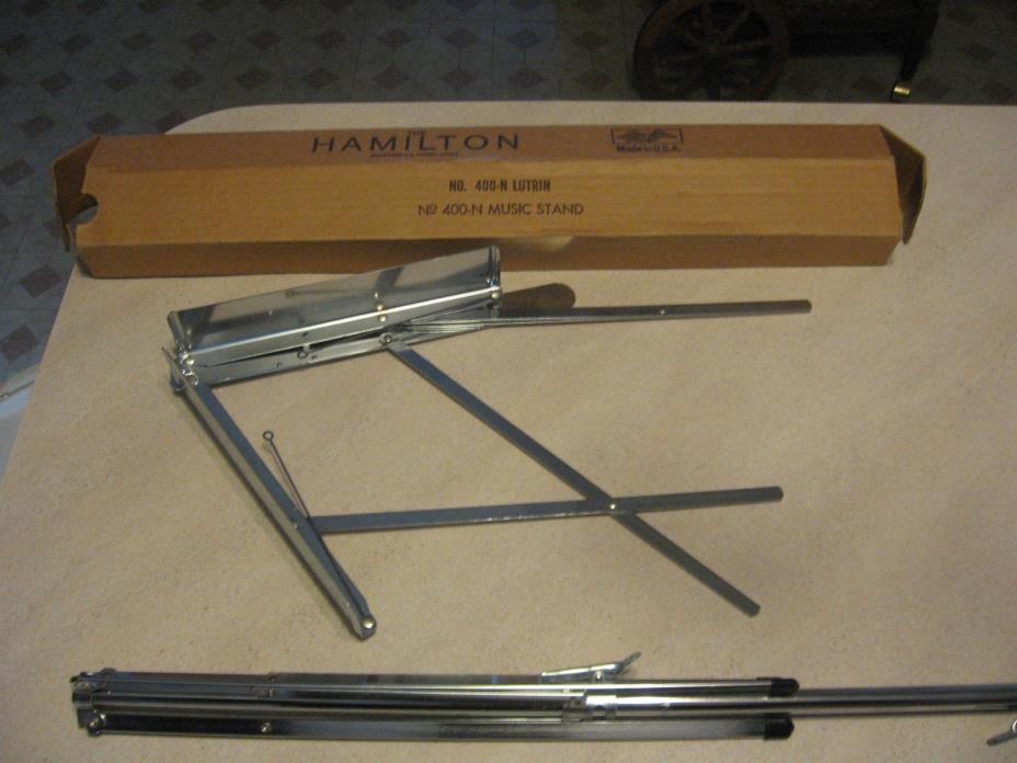 Vintage Music Stand The Hamilton #400N USA Adjustable Folding Portable -NICE