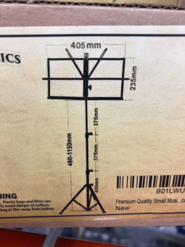 Encore Basics Music Stand, Foldable w/ Sheet Holders - Lightweight Metal Design
