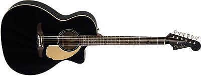 Fender Newporter Player in Electric Acoustic Guitar in Jetty Black with Walnut F