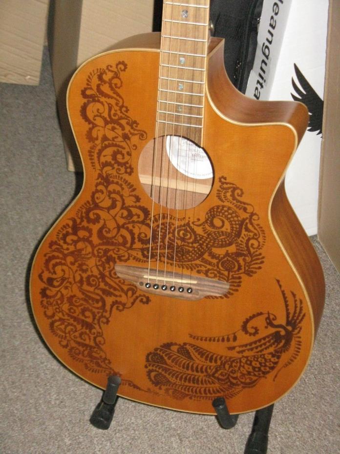 NOS Luna Henna P2 Paradise Acoustic Electric Solid Cedar Top Smaller Body