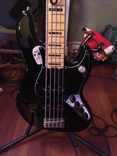 Black Fender American Elite Jazz Bass V 5 String Bass