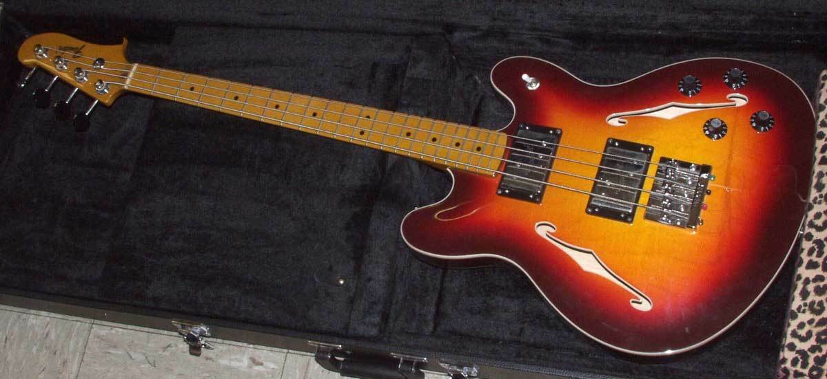 FENDER Modern Player STARCASTER Sunburst Electric Bass Guitar With Hard Case!