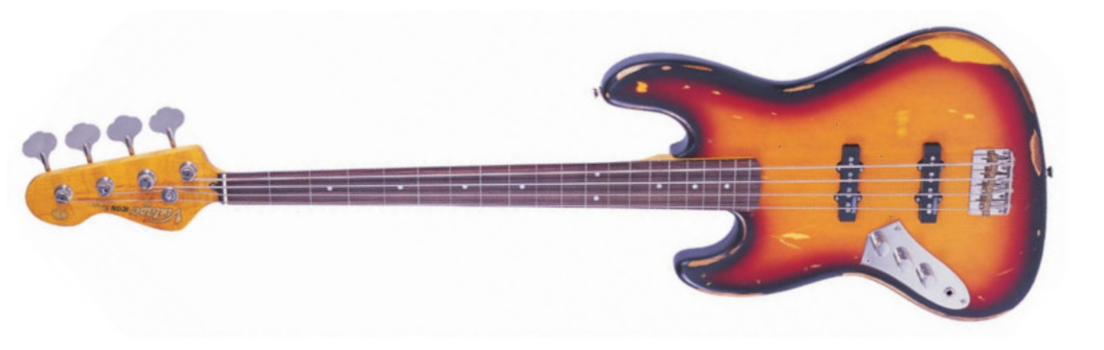 NEW! Vintage Brand Icon V74MR ‘Fretless’ LV74MRJP lefty bass guitar sunburst