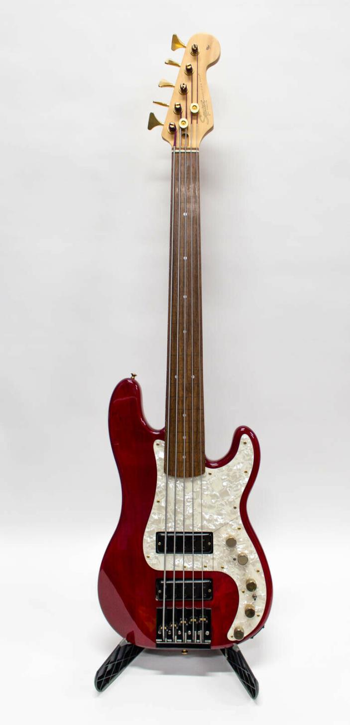 1996 Squier Fretless 5 String Electric Precision Bass - Red
