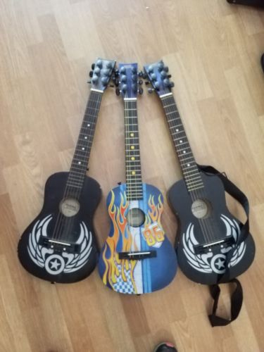 3 First Act Kids Guitars Flames Black blue Used Lor
