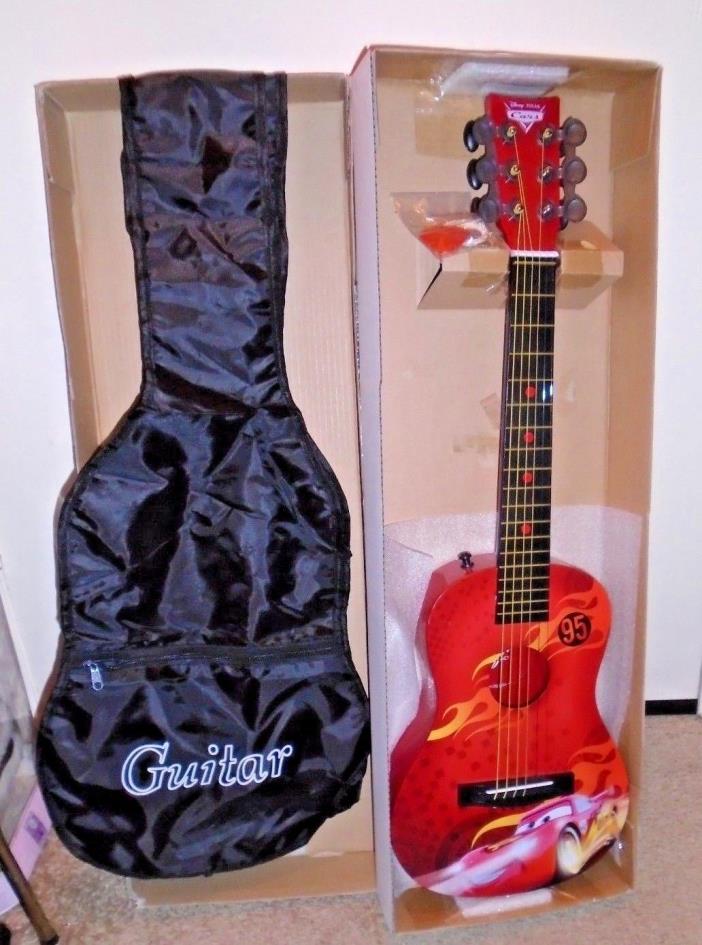 Disney Pixar Cars Movie First ACT ACOUSTIC GUITAR In Box W/Case 6 Cords 1 Pick