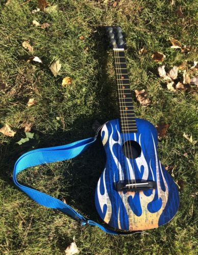 First Act Discovery Designer Acoustic Kids Guitar Blue Fire ?? Tire & Strap