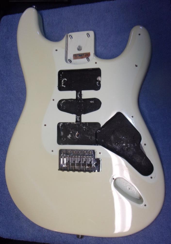 Squire Strat Body with bridge, and tremlo-good looking white