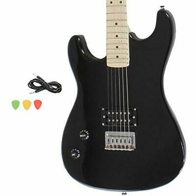 6 String Left Handed Black Full Size Electric Guitar With Cord Picks By Davison