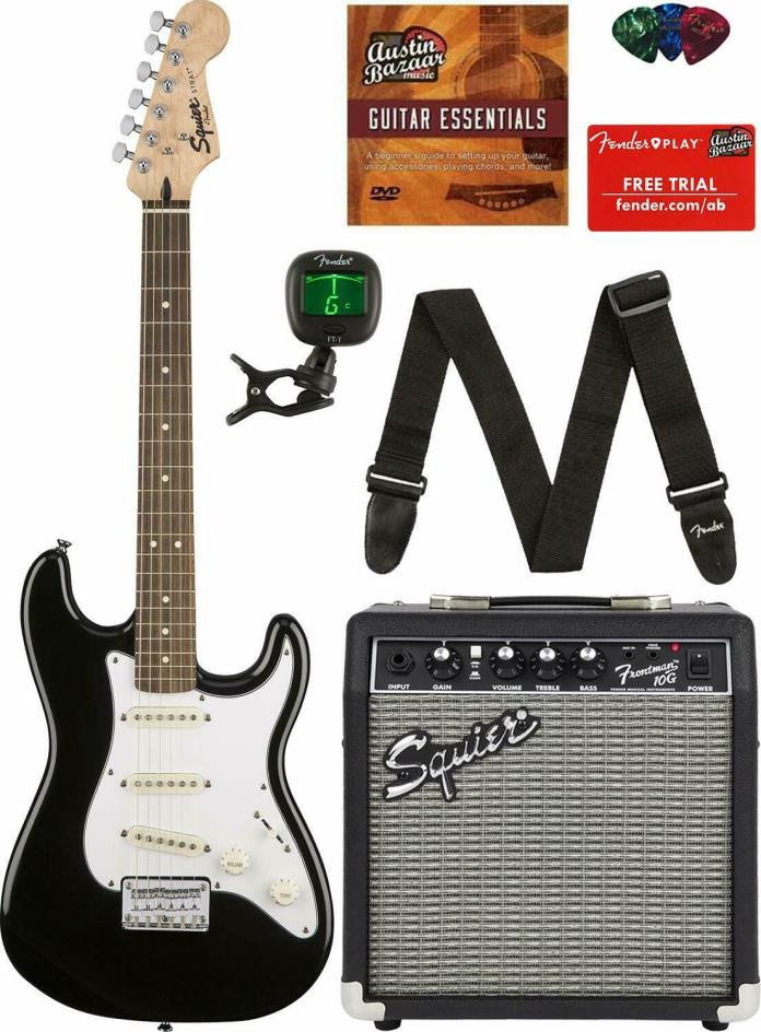Short Scale Stratocaster - Black Bundle with Frontman 10G Amp