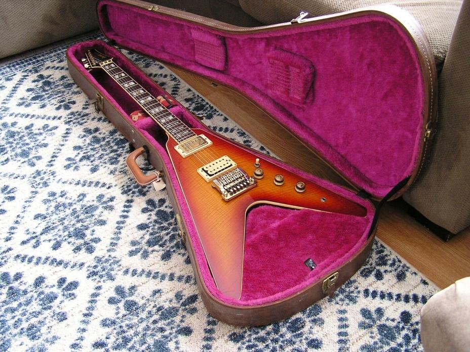 1982 Ibanez Rocket Roll 2 Gibson Flying V copy flame top rare near mint w/case