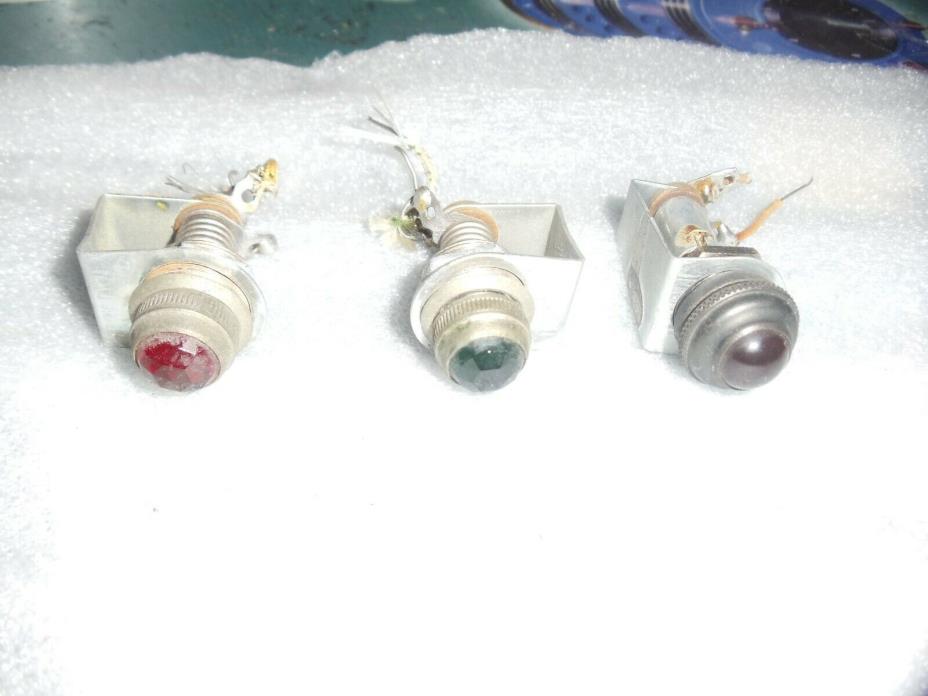 Qty 3 Tube Amp Vintage Style Pilot Light Assembly With Red Jewel & Green Jewel