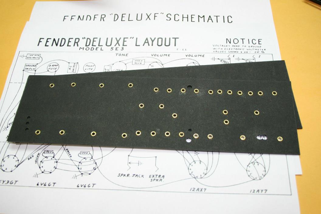 Fender style fiber board circuit board for 5E3 amp build brass eyelets NEW