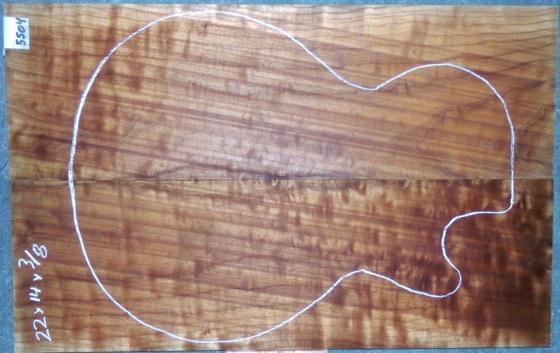 ROASTED TIGER MAPLE 5504 LUTHIER SOLID BODY GUITAR TOP SET 22 x 14 x 3/8