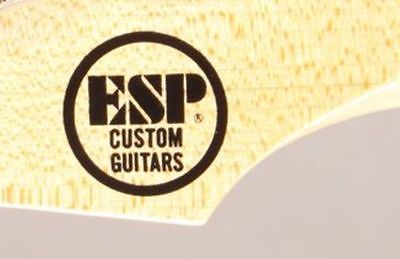 2 ESP Custom Guitars Black Round Neck Headstock Waterslide Decals