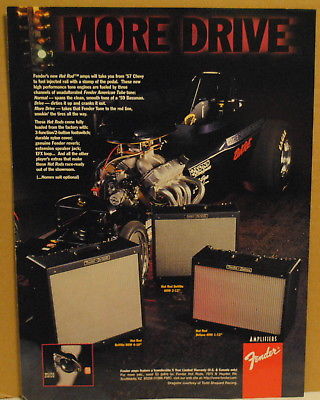 1996 Fender Hot Rod DeVille and Deluxe guitar amplifiers print ad