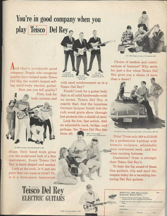 1965 TEISCO DEL RAY GUITAR PAGE AD