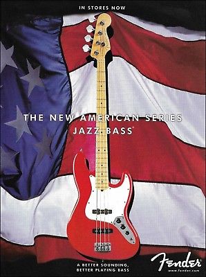 Fender Jazz Bass Red guitar advertisement 2000 American Series 8 x 11 ad print