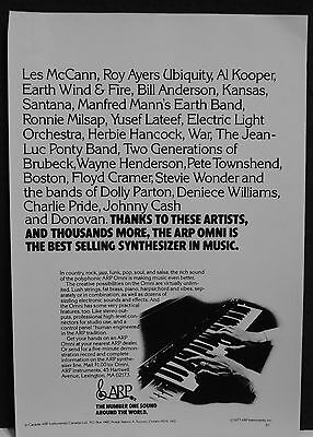 1978 ARP Omni Synthesizer Artists list print ad