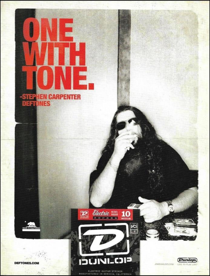 Deftones Stephen Carpenter Dunlop Guitar Strings Ad 8 x 11 advertisement