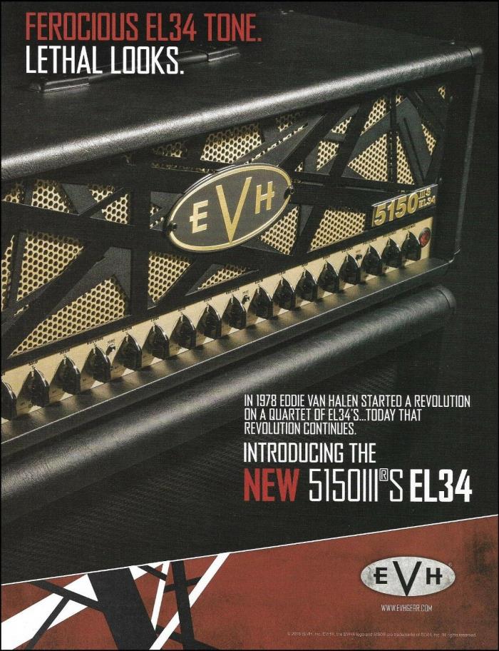 EVH 5150 III S EL34 guitar amp 8 x 11 advertisement 2016 print Eddie Van Halen