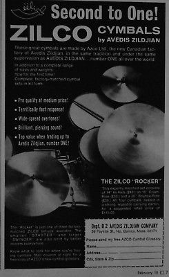 1971 Zilco Rocker Cymbals by Avedis Zildjian print ad
