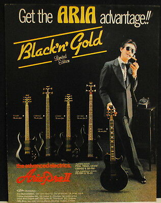 1982 AriaProII Black 'n' Gold Limited Edition electric guitars print ad