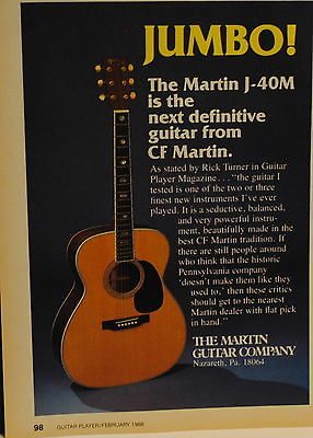 1988 Martin J-40M Jumbo acoustic guitar magazine print ad